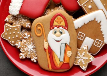 Traditional European St Nicholas cookies with spices representing authentic holiday tradition