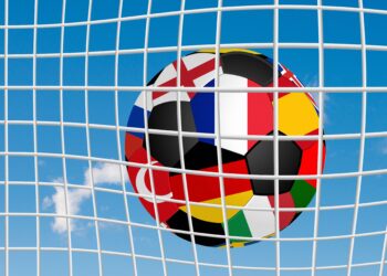 football europan ball in net