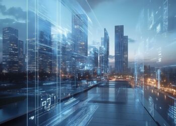 PropTech innovation featuring smart building solutions with modern European architecture and technology