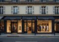 Luxury fashion retail stores on European street showing high-end brand performance and premium shopping economics