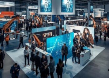 Hannover Messe industrial tech exhibition showing European trade fair investment and technology showcase