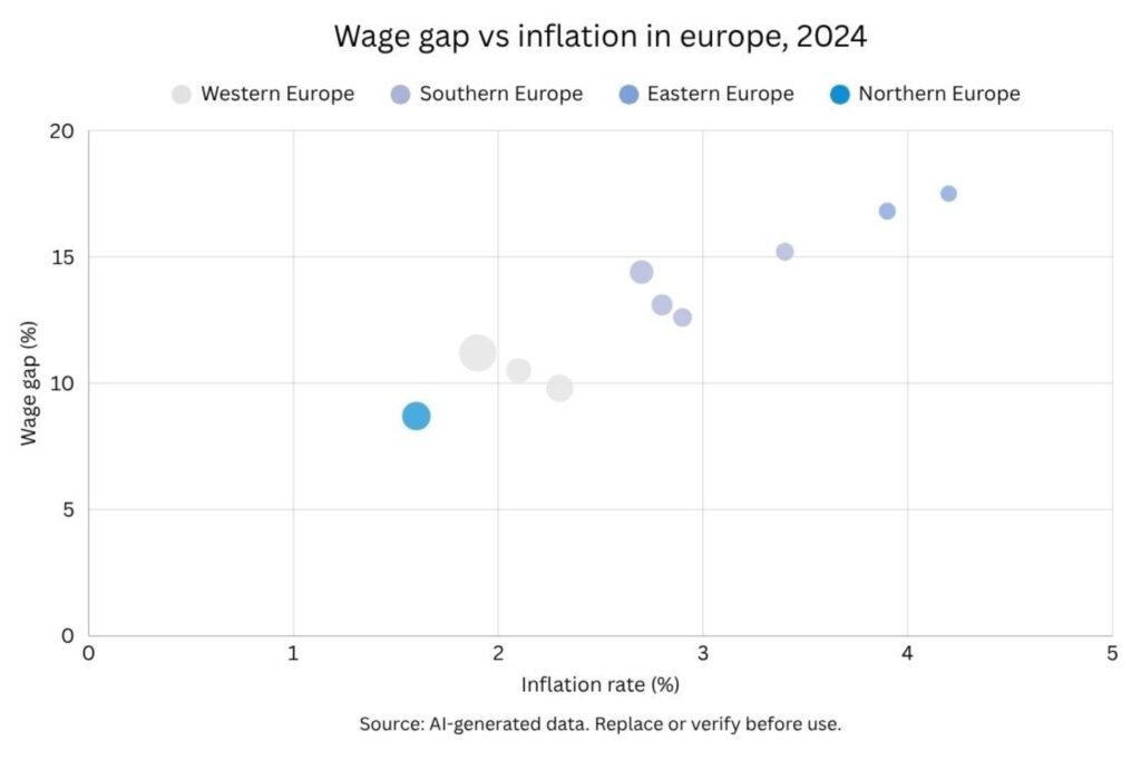 Chart showing gap between wages and household inflation rates across Europe
