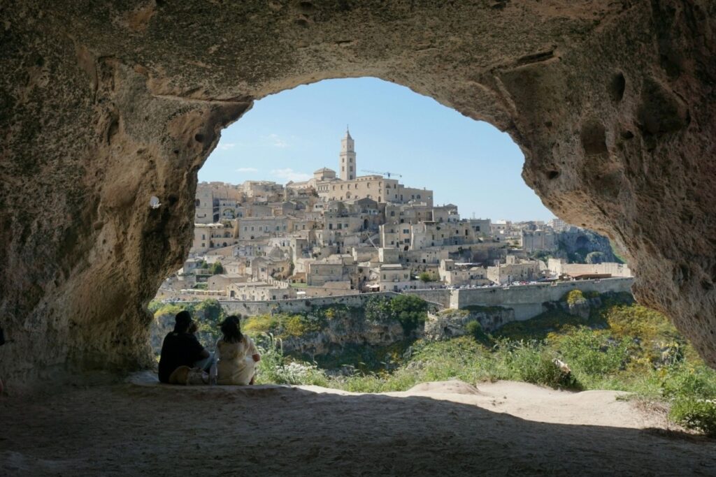 Matera sassi cave city Italy emerging summer travel destination at sunset