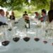 A sommelier guides a guest through a private tasting inside a historic EU vineyard cellar in Burgundy, France