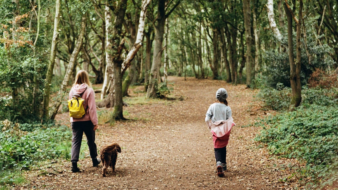 A child and guide explore the forest during a Piedmont truffle harvest experience in Italy