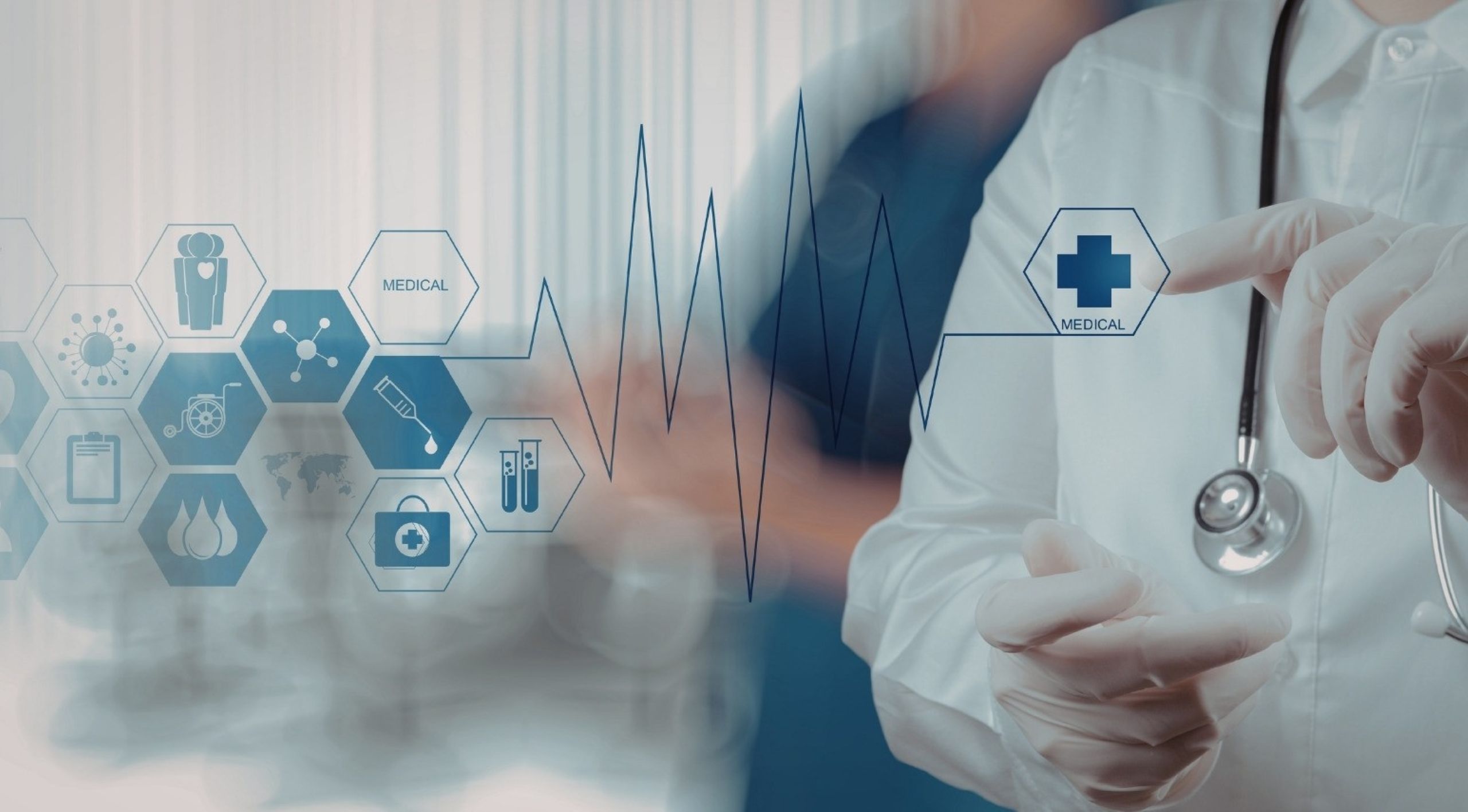Forum d'affari Medica che presenta innovazione tecnologica medica e display di salute digitale per partnership sanitarie
