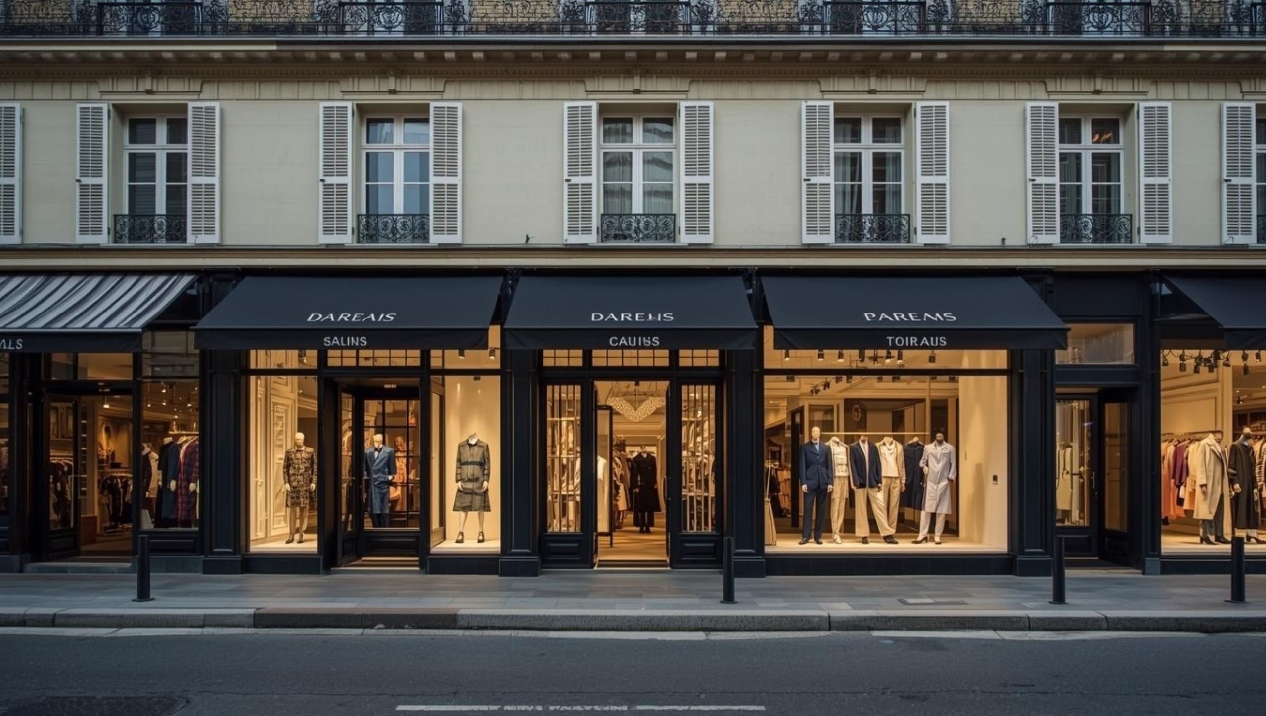 Negozi al dettaglio di moda di lusso in una strada europea che mostrano le prestazioni dei marchi di alta gamma e l'economia dello shopping premium