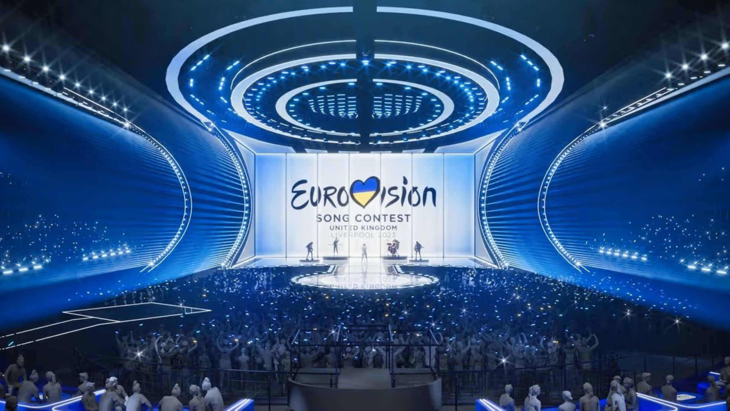Arena Wiener Stadthalle lotada de fãs durante o show ao vivo do Eurovision 2026 em Viena, Áustria